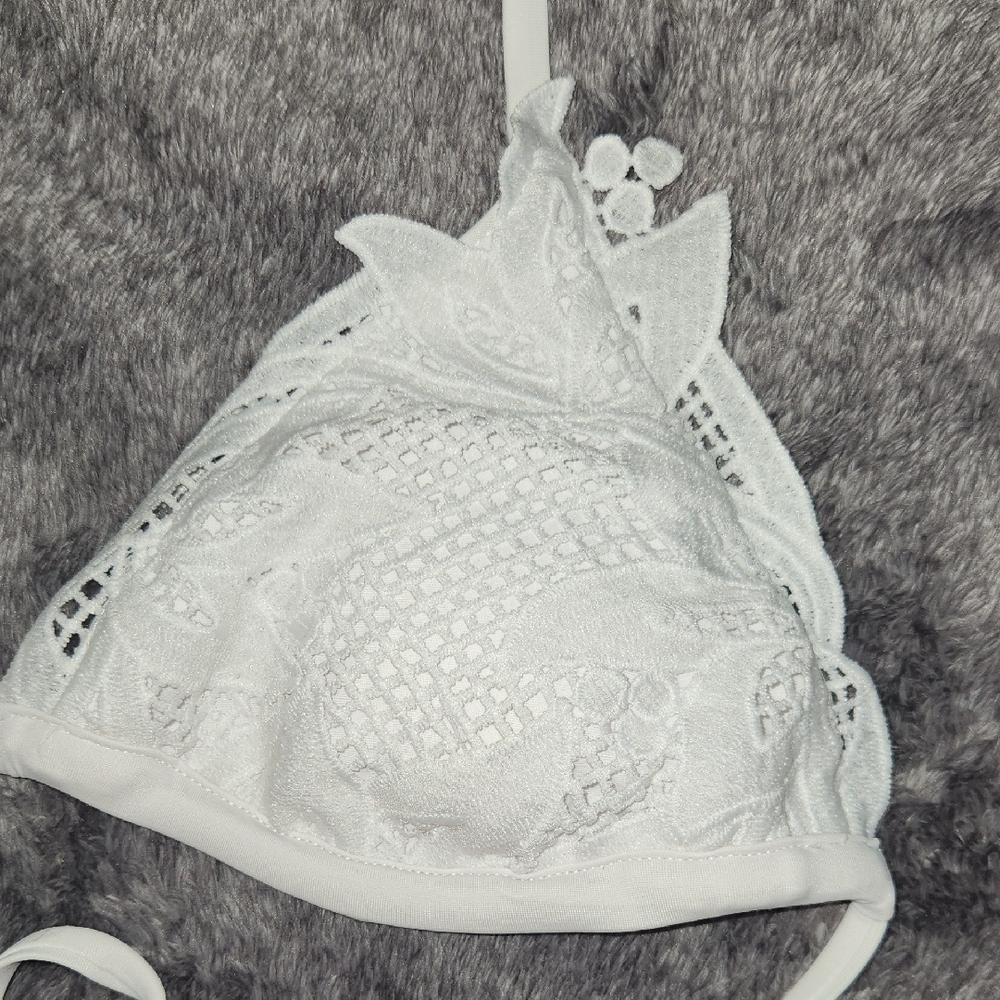 White Lace Triangle Bikini Top - Women's - Picture 2 of 8
